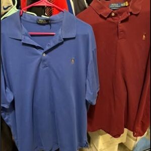 Ralph Lauren Men's Blue and Maroon Polo Shirts